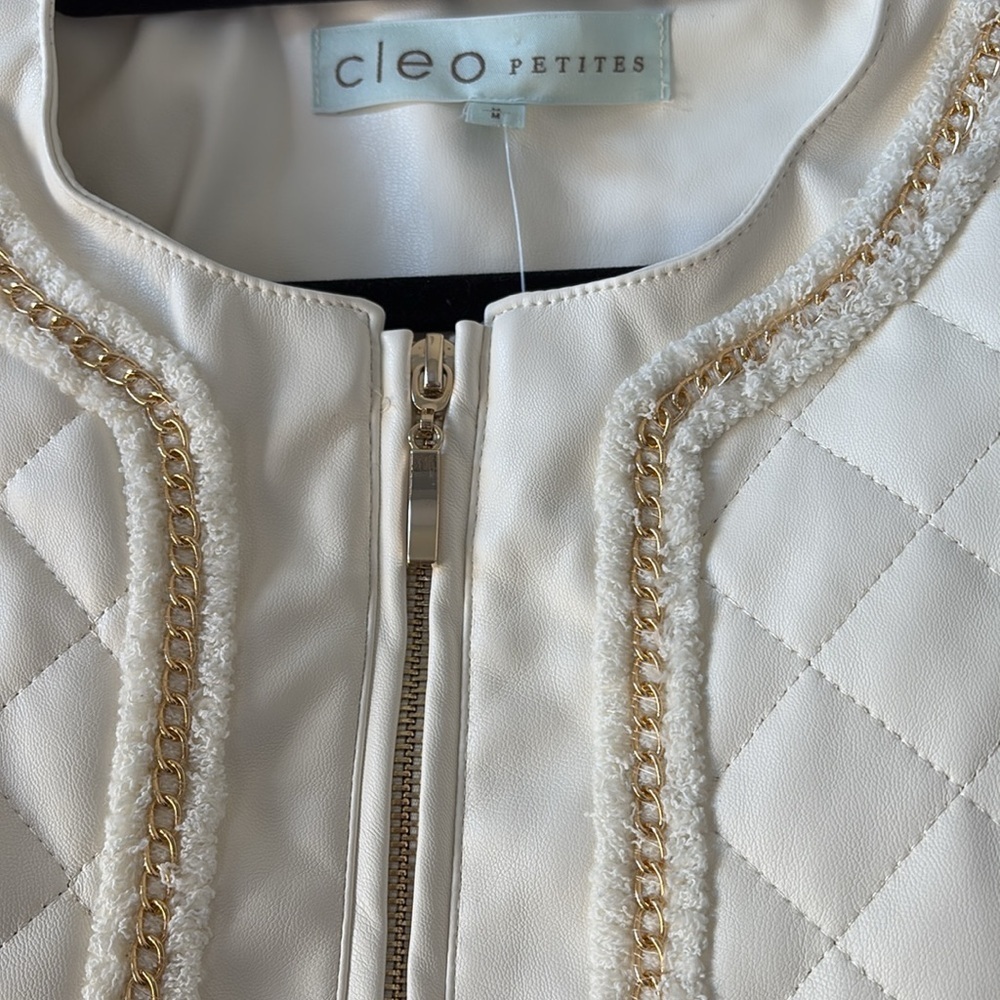 Cleo NWT  Quilted Vegan Leather French Jacket size MP. - Picture 8 of 12